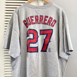 Vintage Majestic Anaheim Angels Vladimir Guerrero 27 Jersey Grey T-shirt