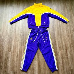 Nike Lakers Courtside Windbreaker & Woven Pants Set Purple Gold NBA Men Size L