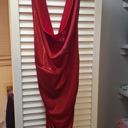 Red Mini Halter Dress-M 