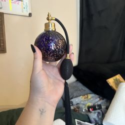 Vintage Blue Murano Perfume Flacon Bottle with Gold Flecks, 1980s