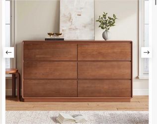 SUCSSRICH | 62-55.2 Inch Solid Wood 6/9 Drawers Dresser, Mid Century Modern Wide Dresser