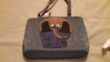 Hand Beaded Elephant Purse