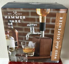Hammer + Axe Wood Drink Dispenser, new $10