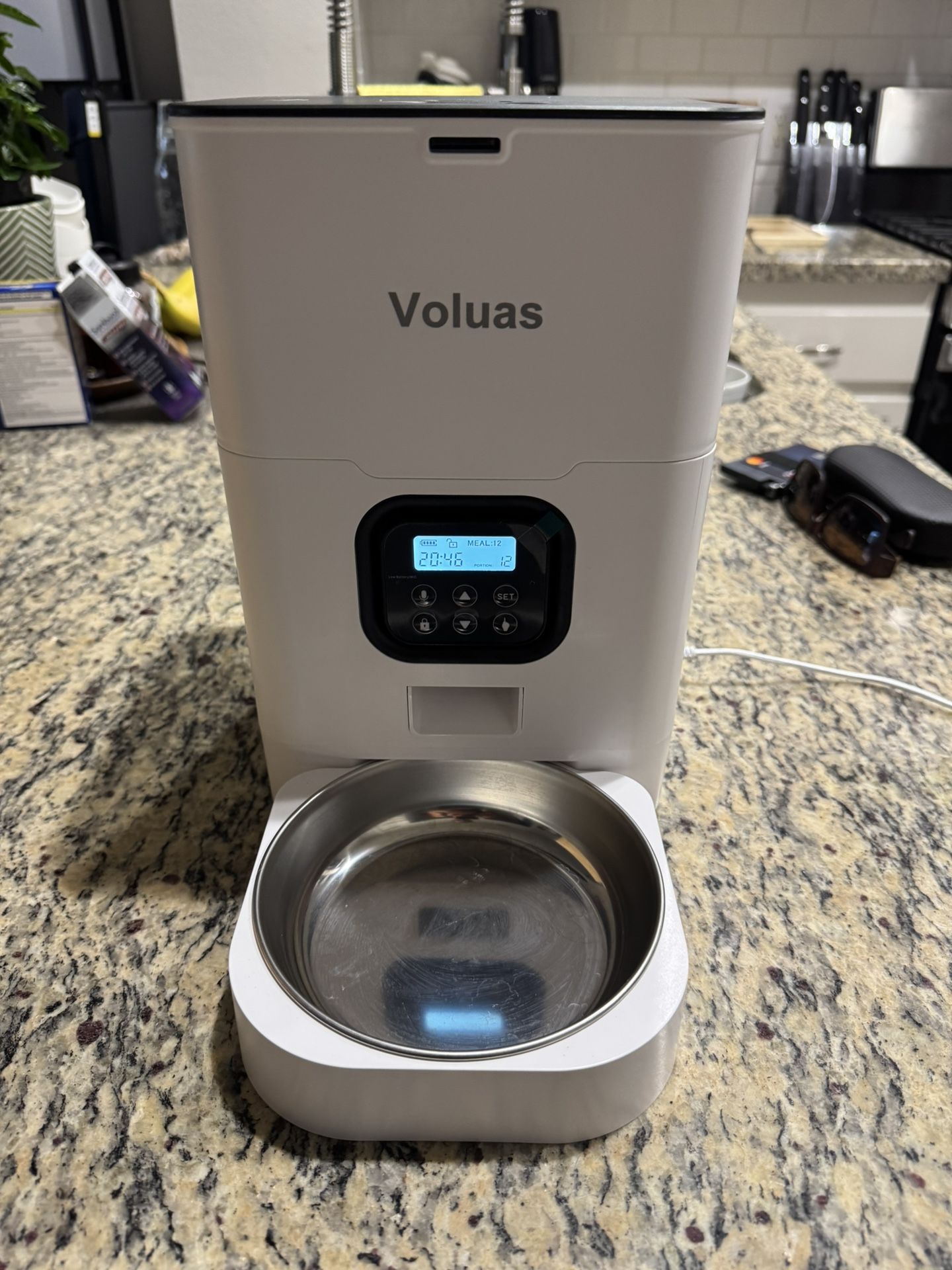 Voluas Automatic Pet Feeder – Programmable Dog/Cat Feeder with Voice Recorder & Stainless Steel Bowl