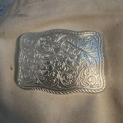 Western Flower Silver Plated Belt Buckle