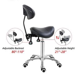 Silla de montar con soporte para el respaldo, silla ergonómica para el salón Tattoo Spa Clínica de dentista médico (con respaldo, negro) Precio especi