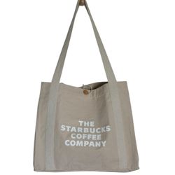 Starbucks White/ Beige Canvas Shoulder Tote SEA Corporate Employees Edition