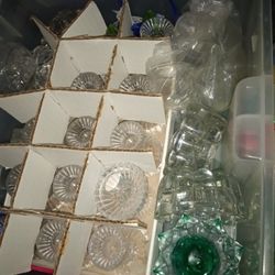 Vintage Crystal Candlestick Holders And Glasses