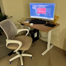 Beige Desk and Chair Set
