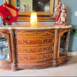 Elegant Wooden Sideboard and Mirror