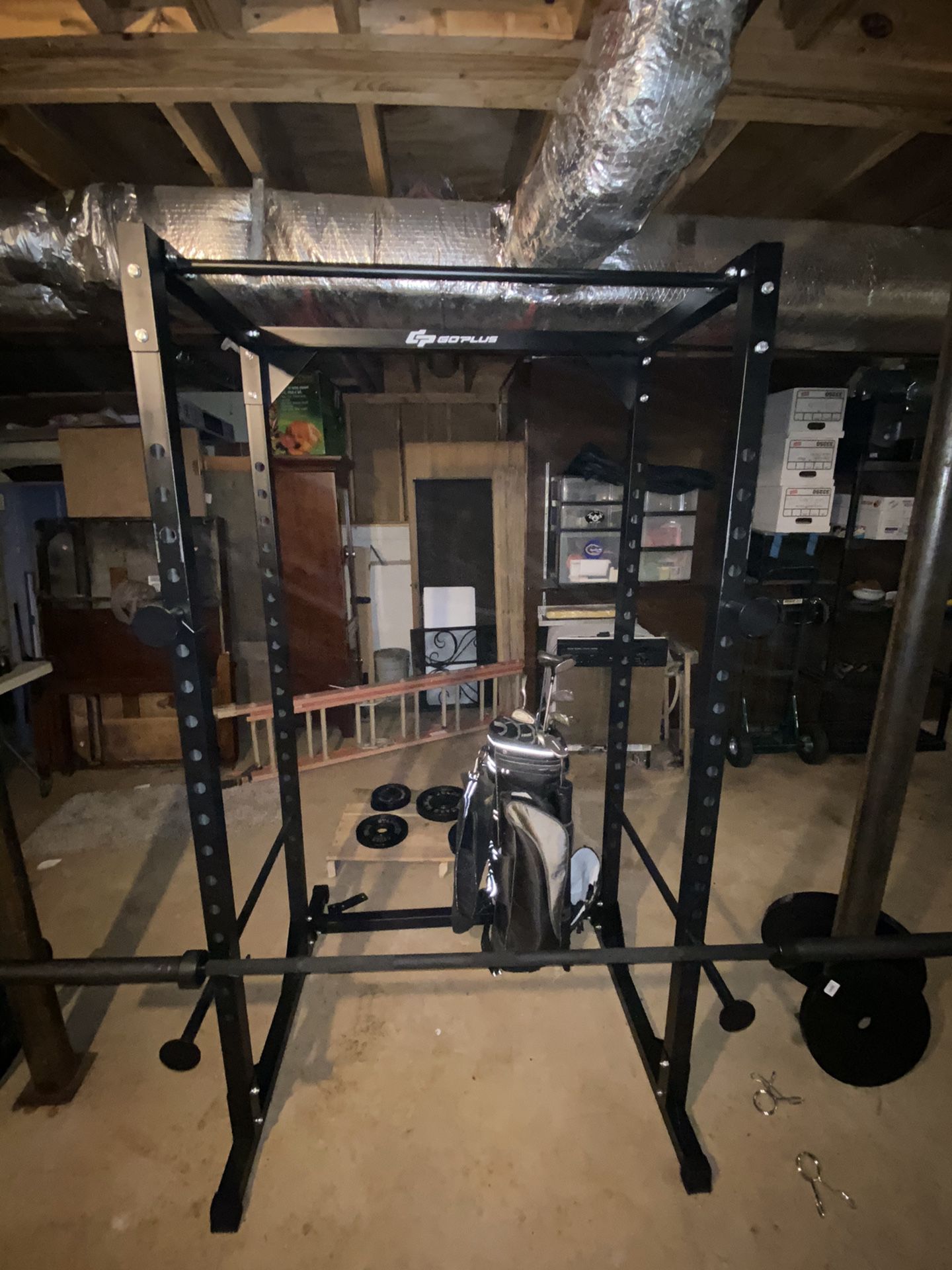 Workout equipment Power Rack weights and Bar