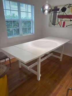 IKEA NORDVIKEN extendable dining table white farmhouse rustic