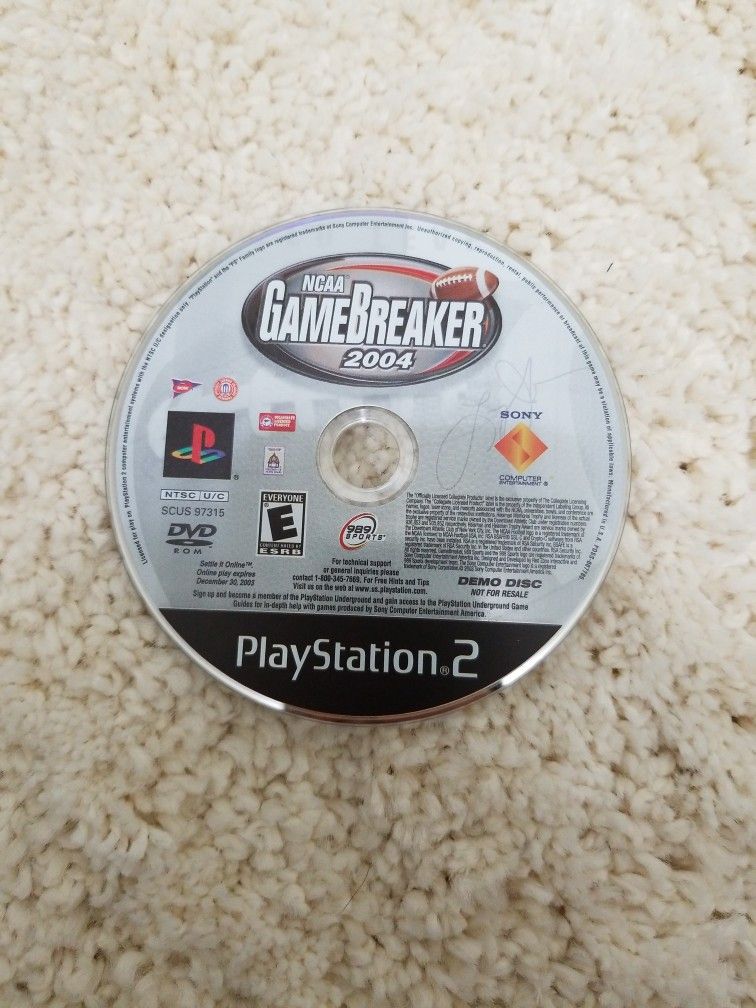 NCAA GameBreaker 2004 Playstation 2 Demo Game PS2