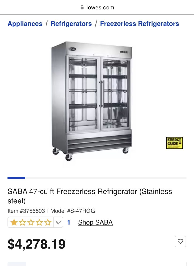 Saba 47 Commercial Refrigerator