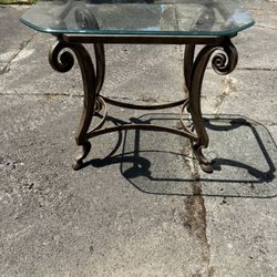 Elegant Glass & Iron Side Table 