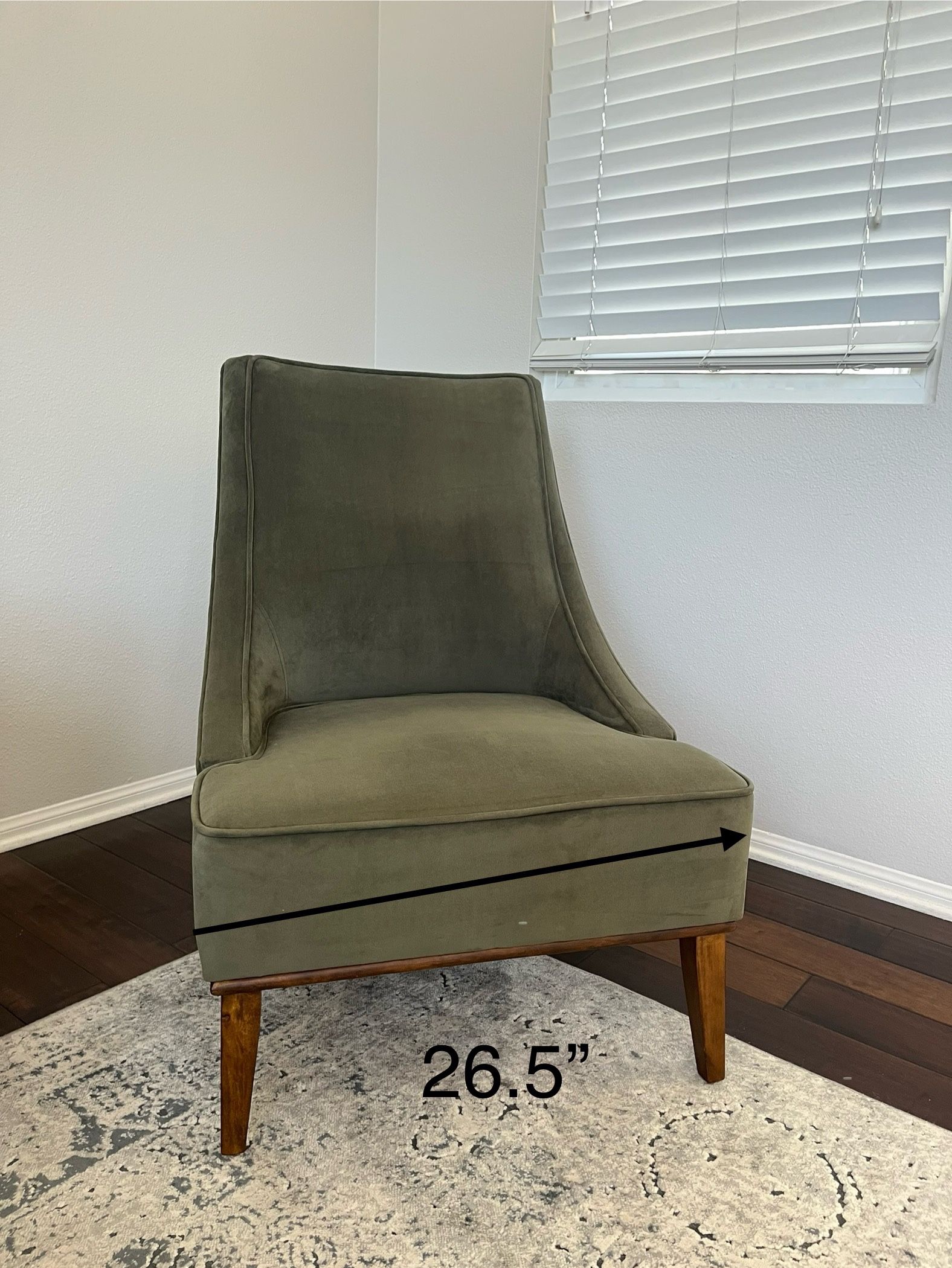 Accent Chair Green Suede