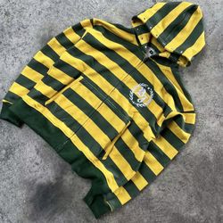 Y2K Yellow Green Stripe Zip Up
