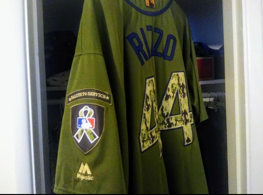 Chicago CUBS Rizzo Camo Jersey and World Series Ring