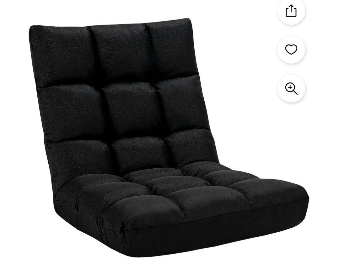 Adjustable 14-Position Floor Chair Folding Lazy Sofa Lounge Chair Black