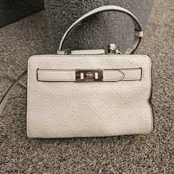 Nine West Ivory Embossed Satchel Mini Top Handle Crossbody Bag