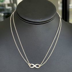 Jewelry Tiffany & and Co 925 sterling silver 76.00” double row necklace chain infinity pendant charm 🐳