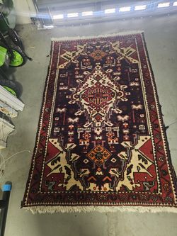 Hand-knotted vintage Persian Hamadan tribal wool rug