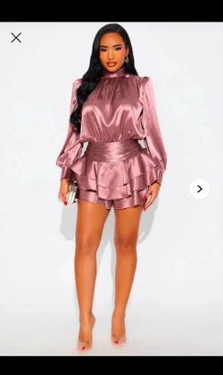 XL Long Sleeve Satin Romper