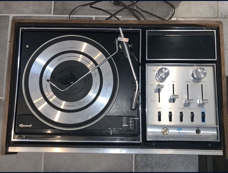 Garrard Turntable with AM/FM Stereo Receiver 8 Track Cassette DJ
