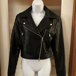 French Connection Buttery Faux Leather Moto Jacket, NWT!