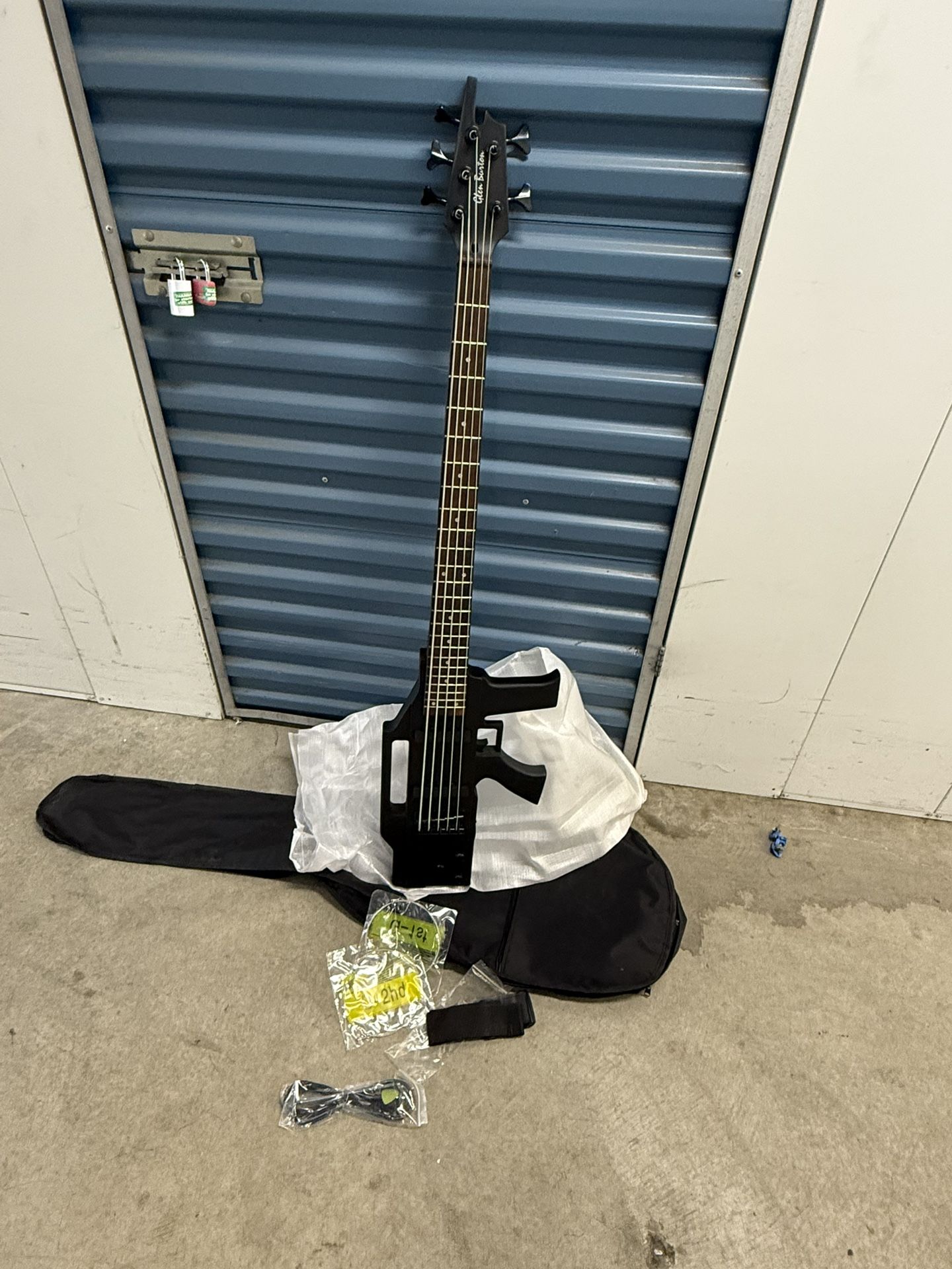 5 String Machine Gun Shaped Bass Guitar by Glen Burton