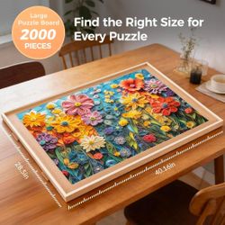 2000 Piece Wooden Puzzle Board with 4 Drawers, Cover & Rotating Base