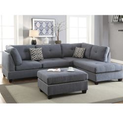 Gorgeous Gray Colored 3 Piece Sectional Set