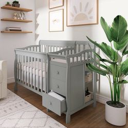 Dream On Me Jayden 4‑in‑1 Mini Convertible Baby Crib & Changer with Storage