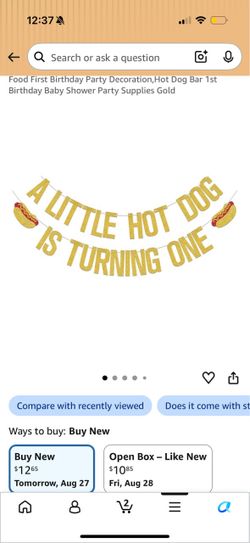 Food First Birthday Party Decoration,Hot Dog Bar 1st Birthday Baby Shower Party Supplies Gold