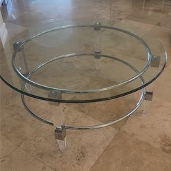 Contemporary Round Glass Top Cocktail Table