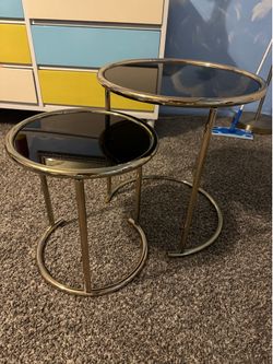 Black glass side tables