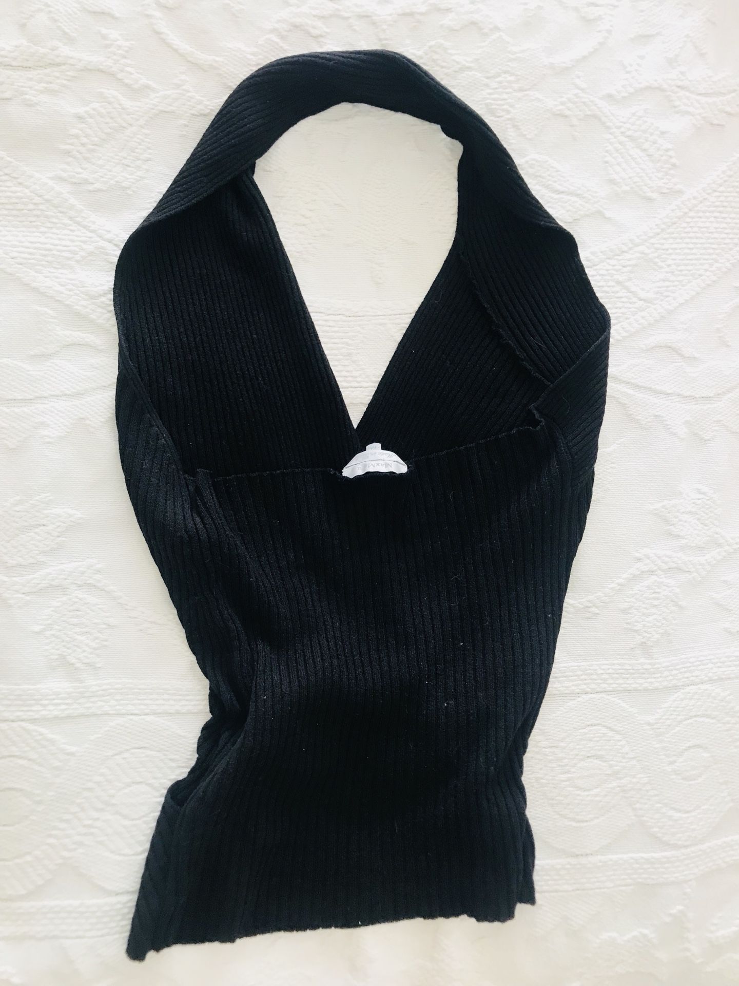 MAXMARA blk ribbed halter top, S/M
