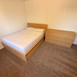 Queen IKEA MALM Storage Bed w/ LÖNSET Slats + STORTLANKA Dresser + Nectar Mattress
