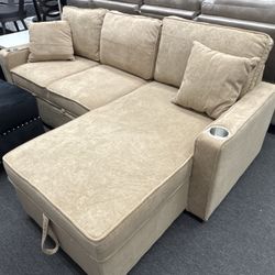 New Luna Brown 2Pcs Sectional Pull Out Bed