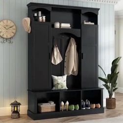 *BRAND NEW*Black Entryway Hall Tree with Storage