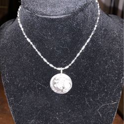 Sterling Silver Necklace With A Lady on The Moon