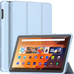 Fire HD 10 Tablet Case (13th Gen, 2023), Dual Angle Lightweight Trifold Stand with Soft TPU Back Case for Fire HD 10 Kids & Kids Pro Tablet, Auto Wake