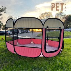 Portable Cat/Dog Play Pen - Pink 