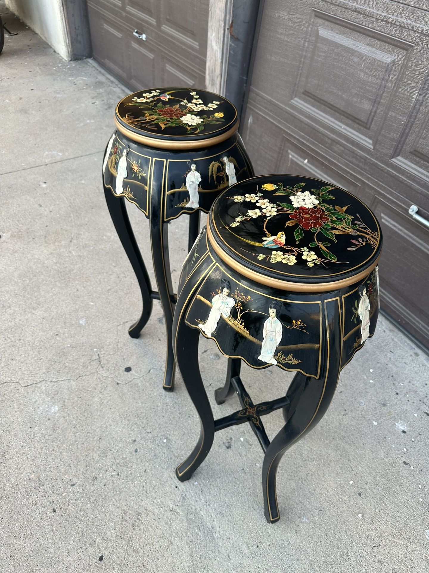 Vintage Mother Of Pearl Side Tables Plants Stands $167.00 Each
