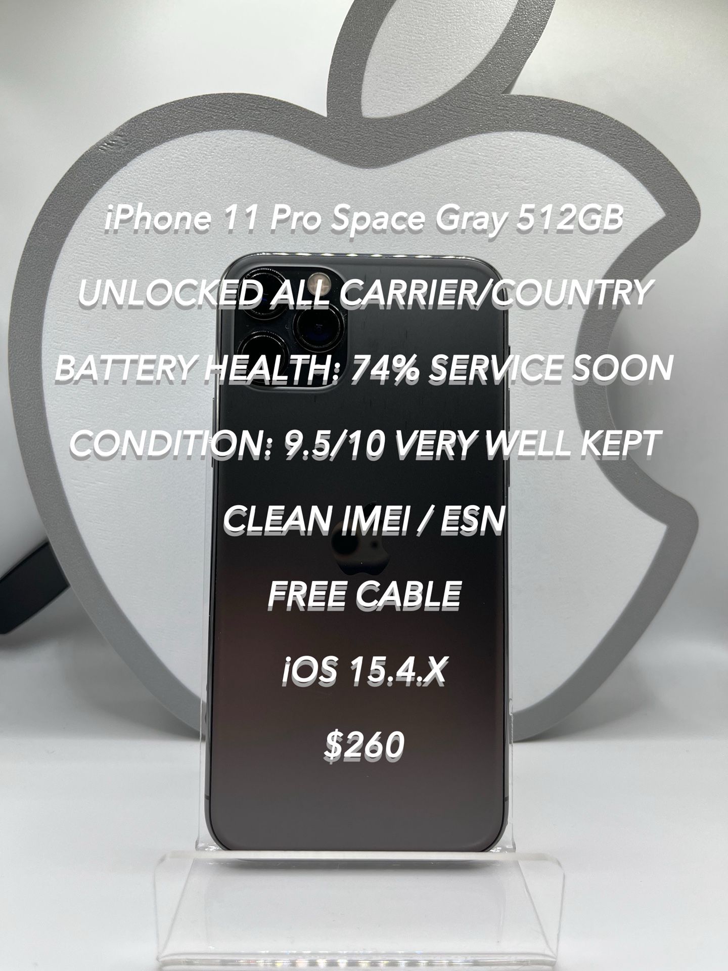 iPhone 11 Pro Space Gray 512GB UNLOCKED Used Authentic