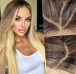 AISI Ombre Blonde Lace Front Wig Long Straight