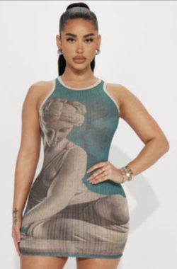 Green Graphic Dress