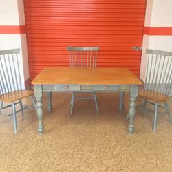 Wood Dining Table With Three Chairs - Will Deliver