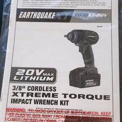 Earthquake Xt 20v 3/8 Impact Wrench Hf