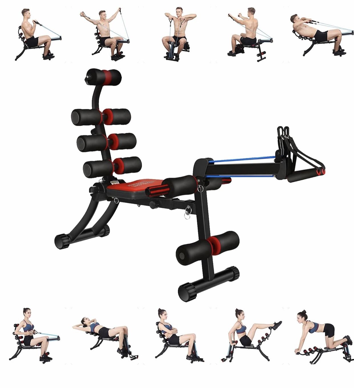 NEW! VIGGIO Multifunctional Workout Chair, Ab Machine Exercise Equipment, Waist Trainer, 22-in-1 Fitness Machines with Resistance Bands, Adju